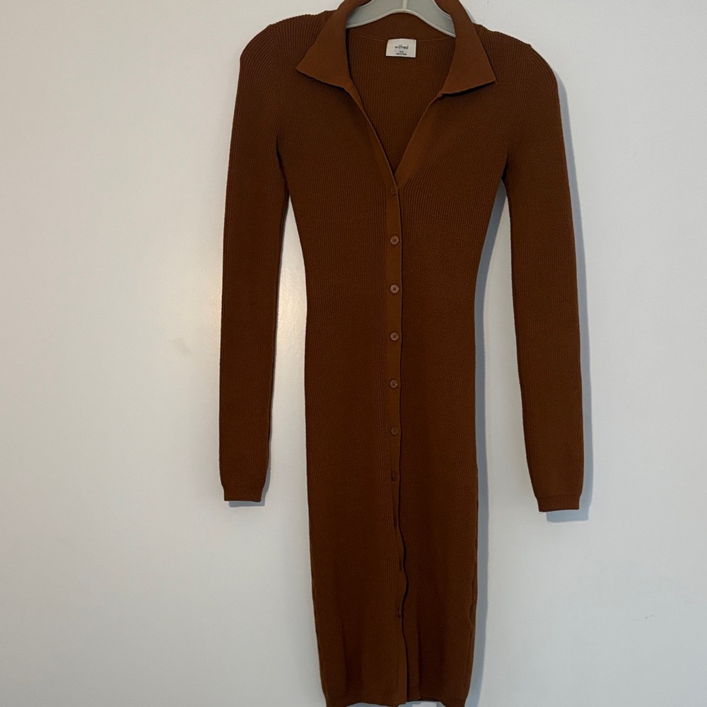 Wilfred Cocoa Long Sleeve Dress